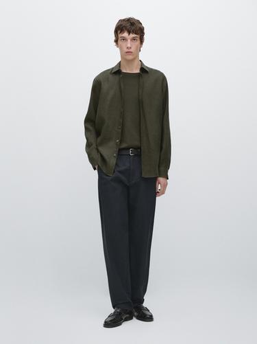 Zara Cotton linen jogger fit pants - Navy blue - Image 0