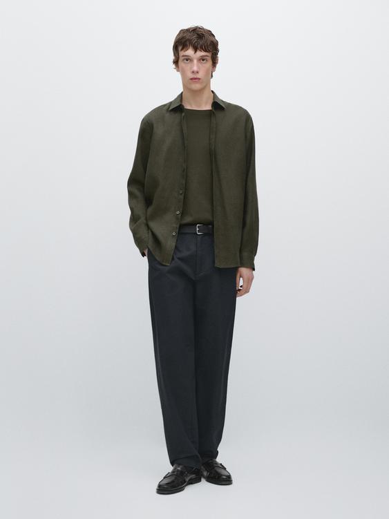 Cotton linen jogger fit pants