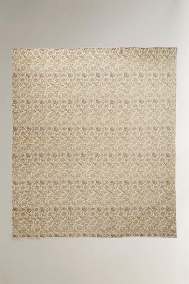 FLORAL COTTON BLANKET - Green by Zara - Image 0