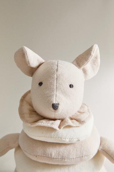 CHILDREN’S MOUSE STACKER SOFT TOY - Grey / Beige by Zara - Image 2