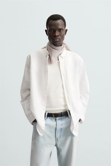 CAMISA LINO - ALGODÓN - Blanco de Zara