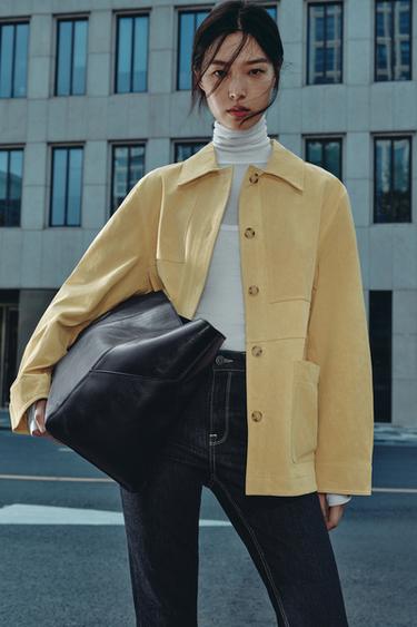 Zara MAXI SHOPPER 皮革包 - 藏青色