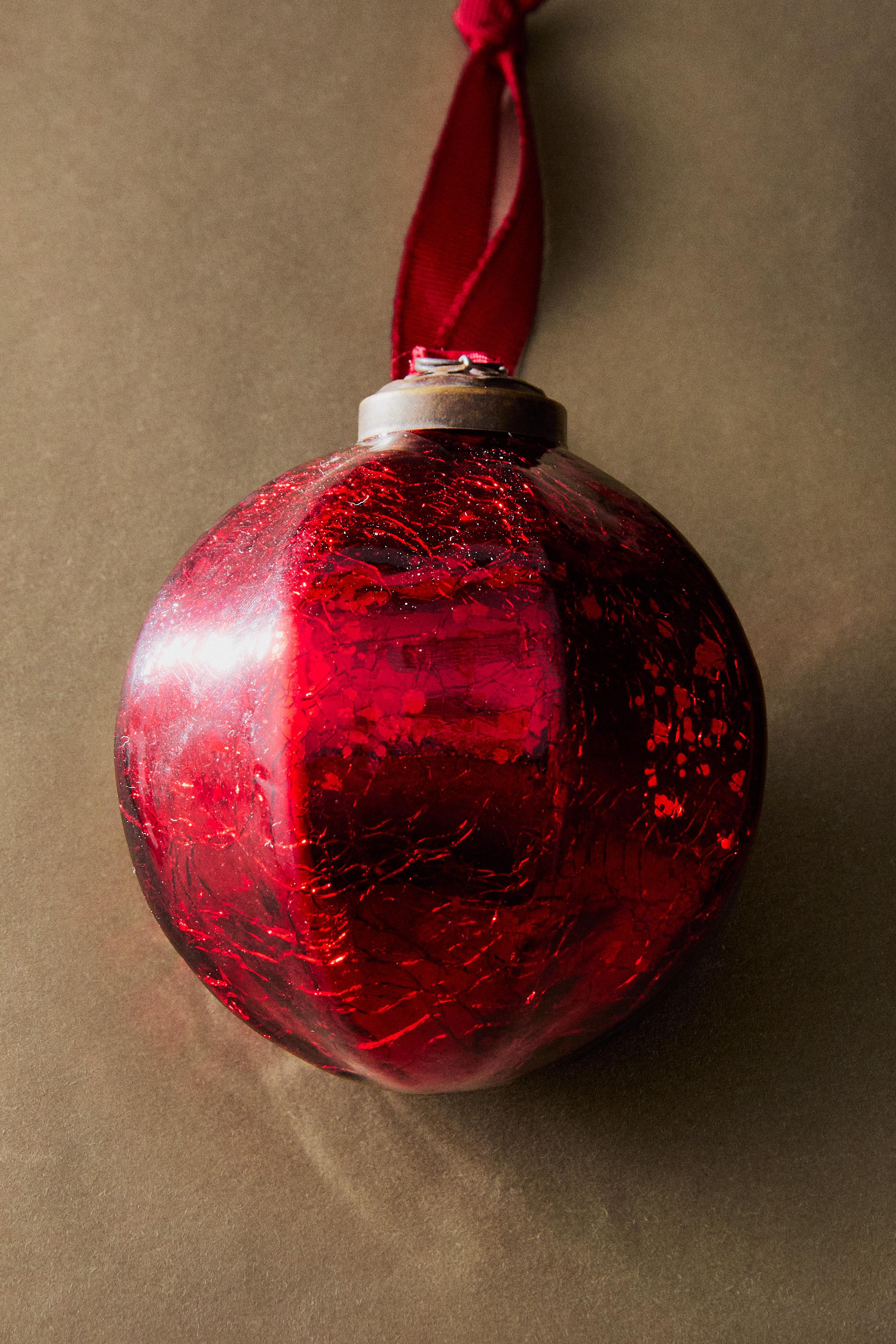 ORNEMENT SAPIN BOULE VERRE TEXTURÉ NOËL