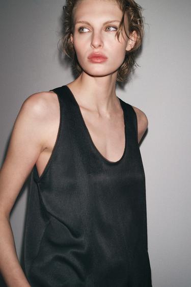 ZW COLLECTION GATHERED SLEEVELESS TOP - Black by Zara - Image 1