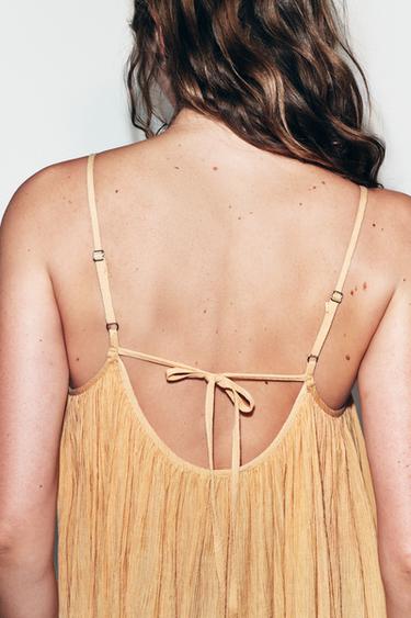 ROBE COURTE TEXTURÉE À VOLUME - Orange brûlé de Zara - Image 5