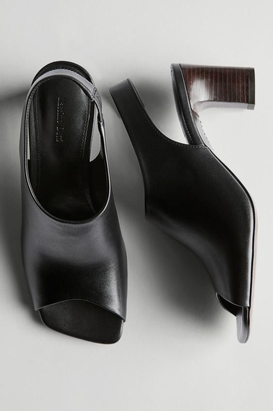 Leather sandals with block heel from Zara - $220