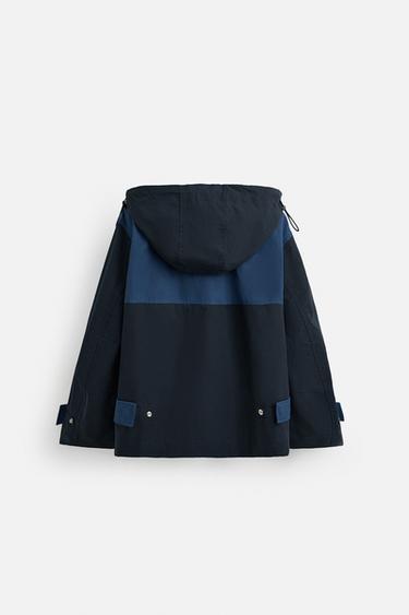 PARKA COLOR BLOCK CAPUCHE - Bleu marine de Zara - Image 9