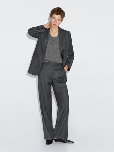 Zara 100% wool flannel suit trousers - Gray - Image 0