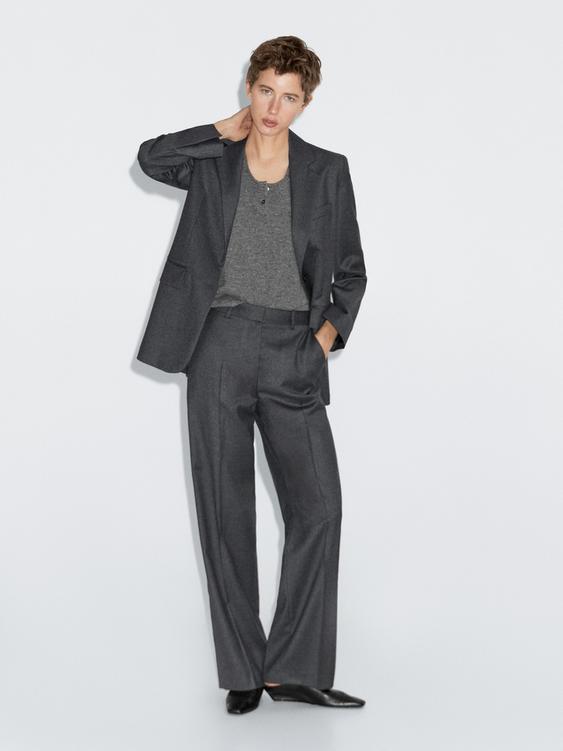 Wool flannel suit trousers
