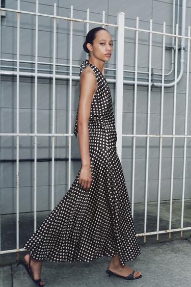 ZW COLLECTION HALTER POLKA DOT DRESS - Brown by Zara - Image 5
