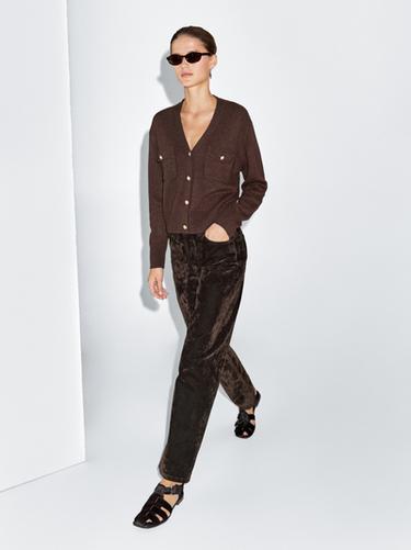 Zara Straight fit mid-rise flocked jeans - Chocolate - Image 0