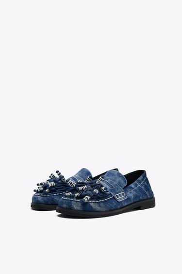 MOCASSINS EN DENIM X FANGLU LIN - Bleu marine de Zara - Image 3