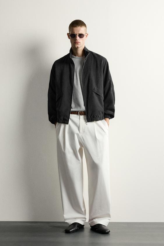 RELAXED FIT FAUX SUEDE BOMBER JACKET - Black by Zara - Image 0