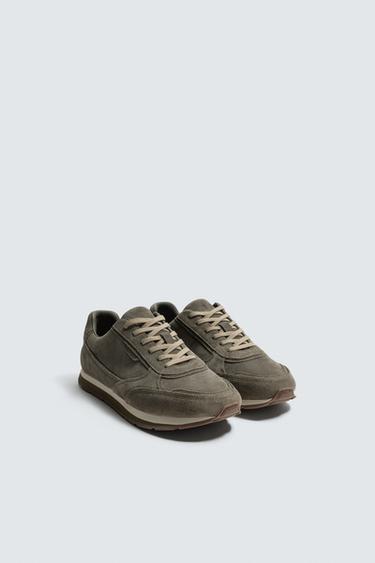 TÊNIS CASUAL DE COURO - Cinzento da Zara