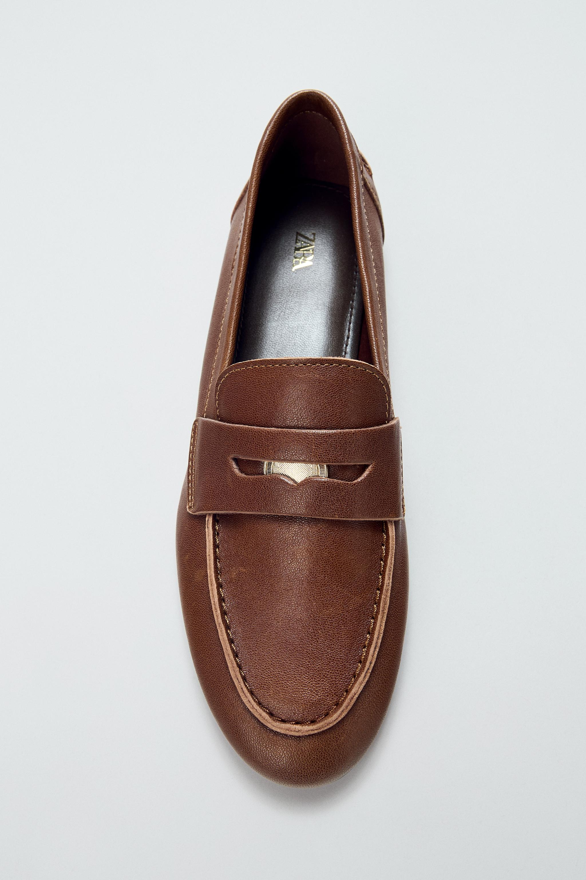 ZARA レザー モカシン デッキシューズ シボ革 レースアップ 濃茶 41 レザーデッキシューズ - ブラウン | ZARA Japan / 日本