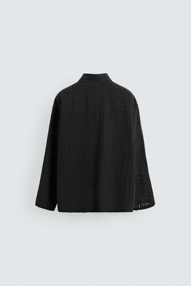 CHEMISE POLO STRUCTURÉE SEMI-TRANSPARENTE - Noir de Zara - Image 7