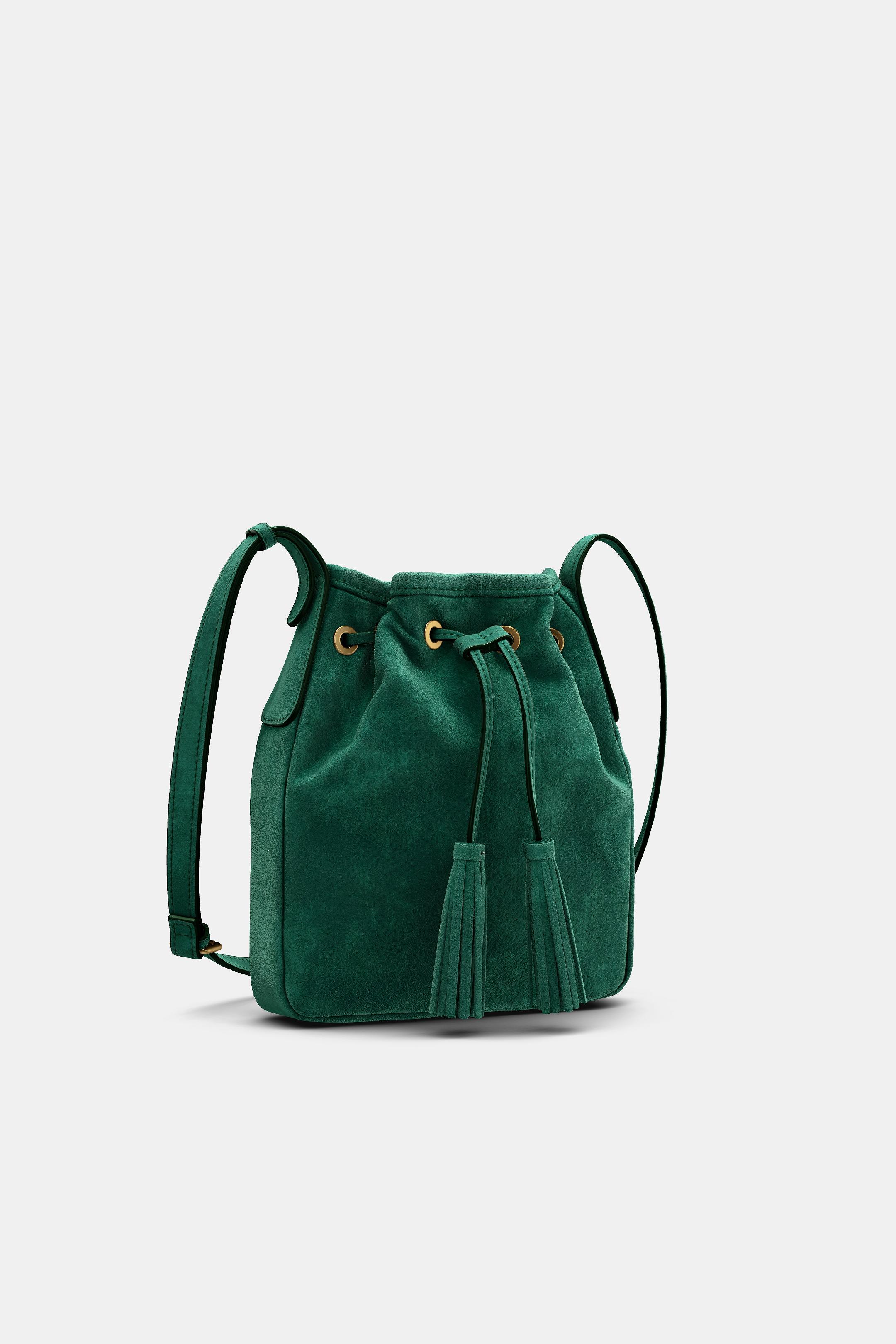 MINI GATHERED LEATHER CROSSBODY BAG - Green | ZARA United States