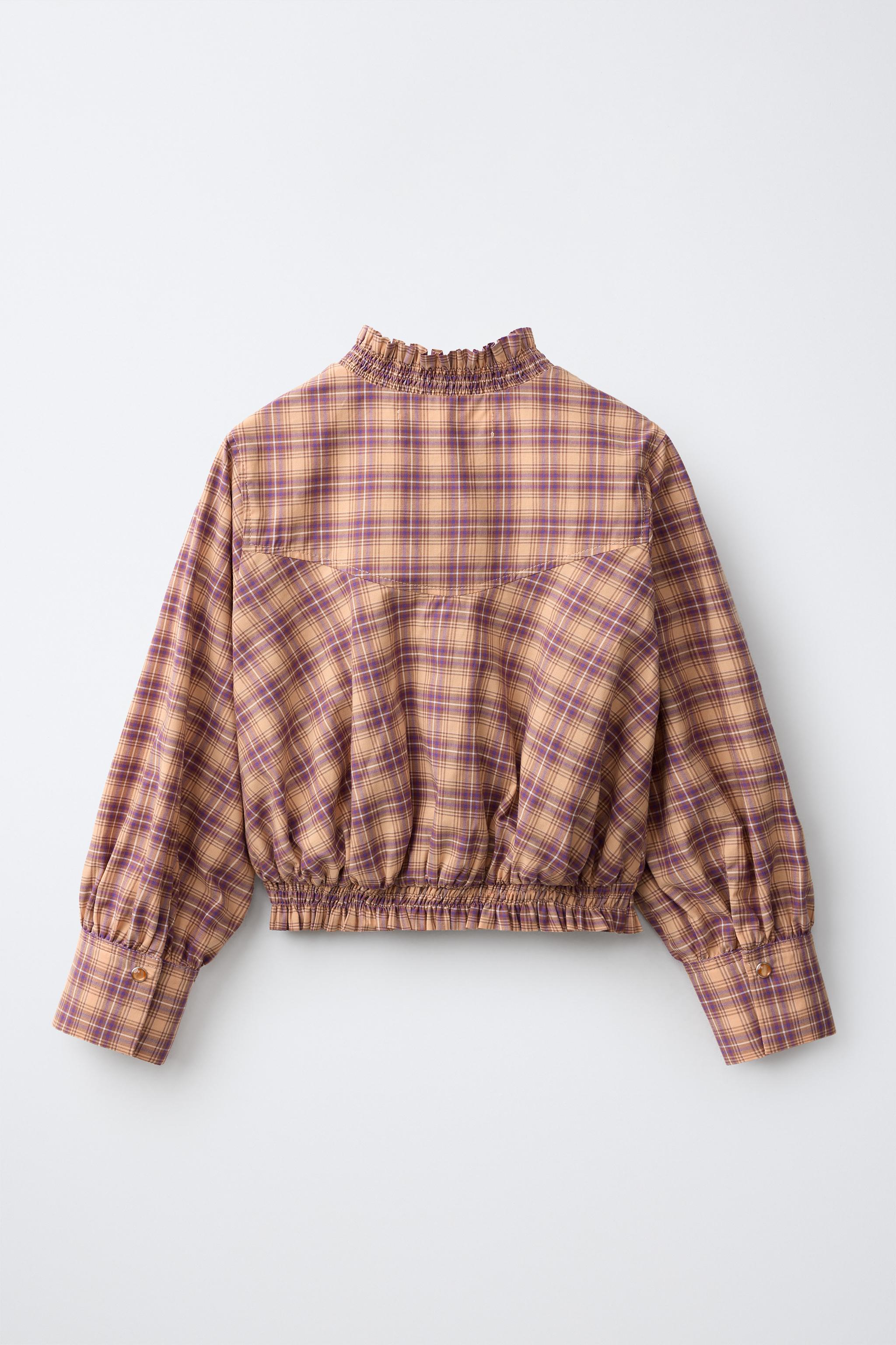 Детские рубашки Zara ELASTICIZED HIGH COLLAR SHIRT — фото 3