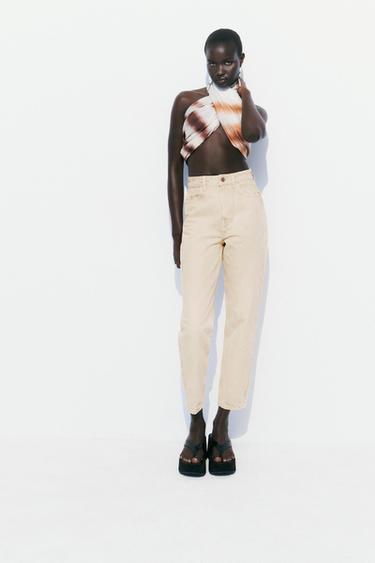 ДЖИНСЫ С ВЫСОКОЙ ПОСАДКОЙ Z1975 MOM FIT — ПЕСОЧНЫЙ от Zara — изображение 0