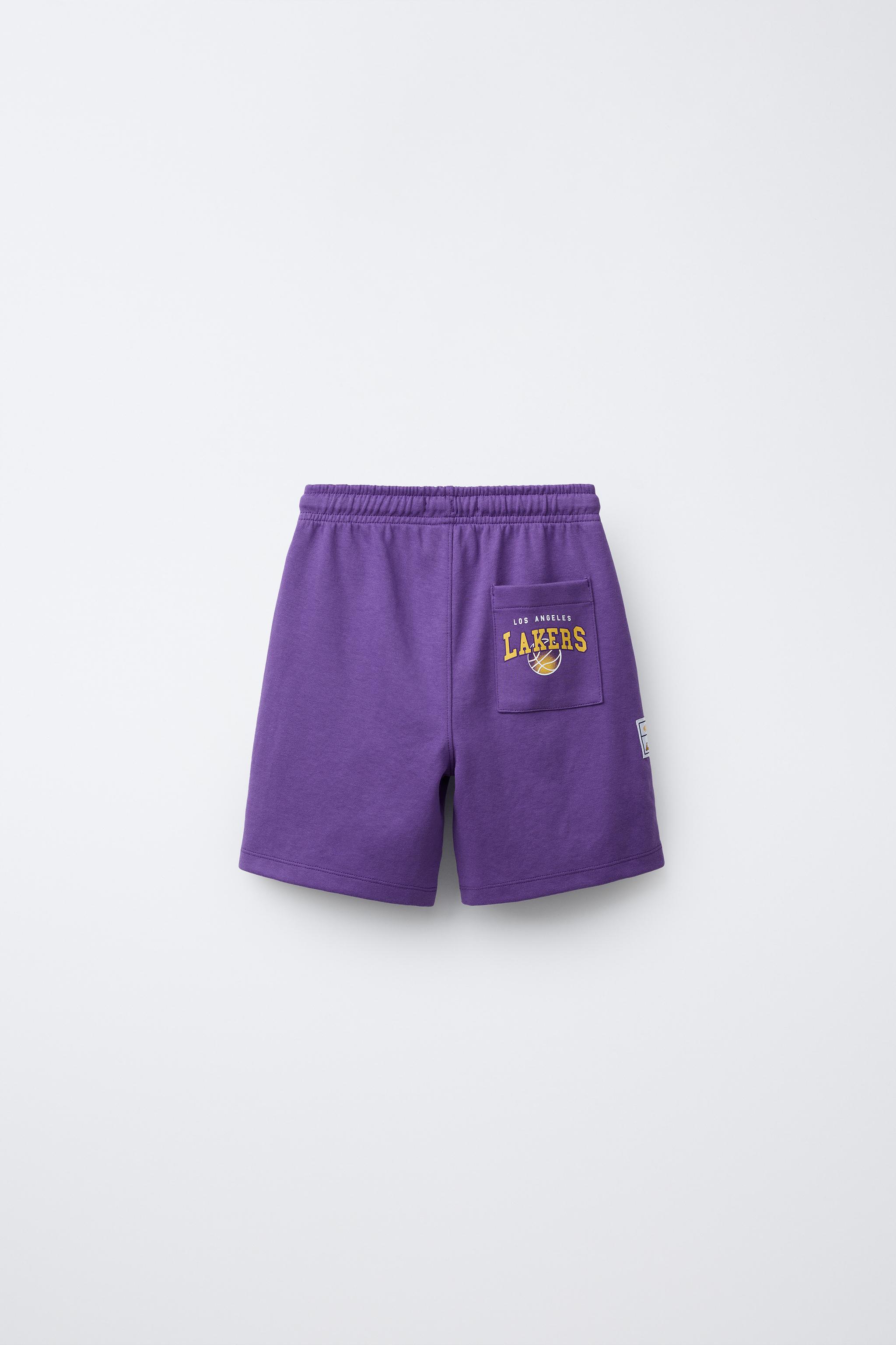 LAKERS NBA プラッシュ地バミューダパンツ - レッドパープル