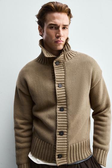 TEXTURED KNIT CARDIGAN - camel by Zara - Image 4