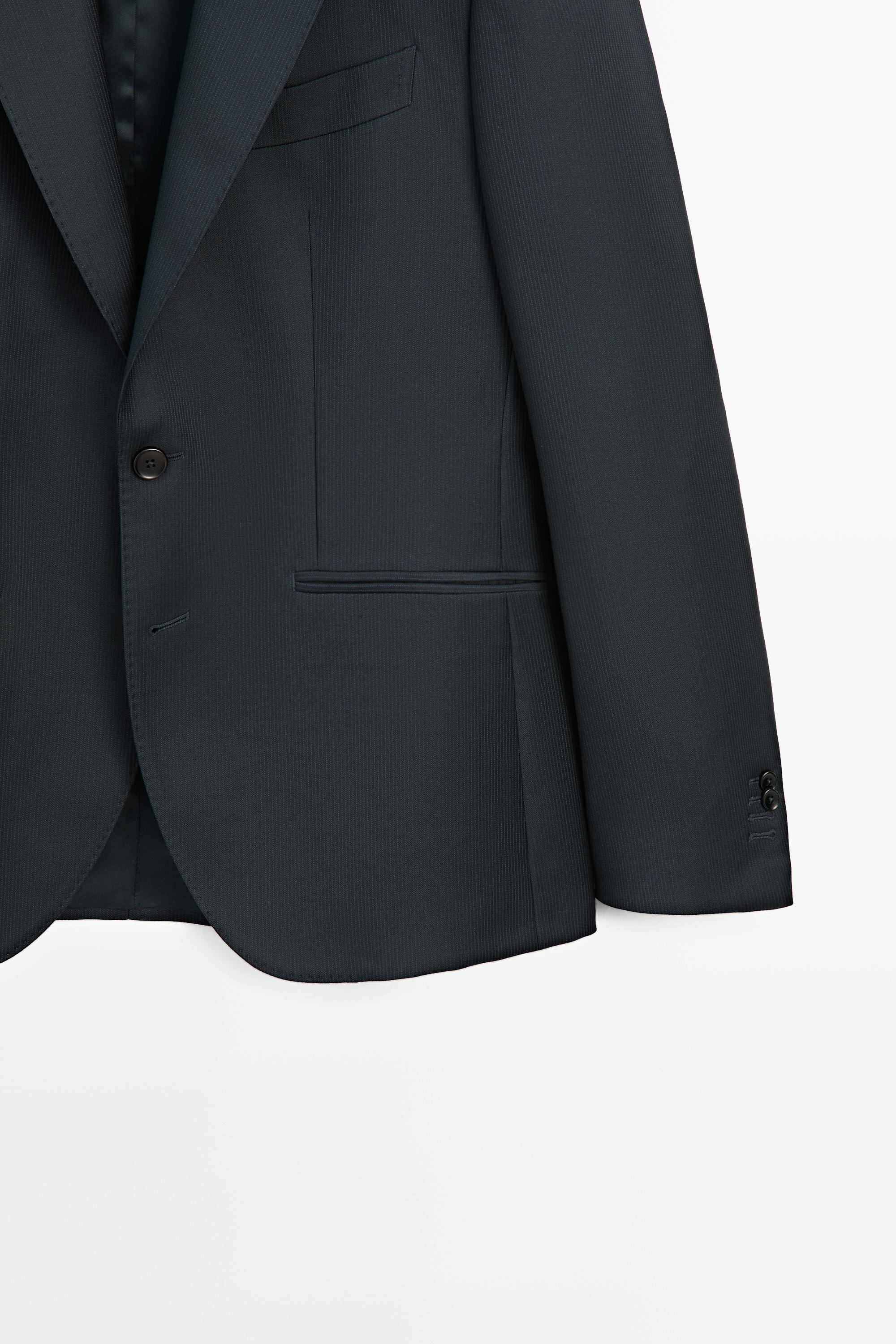Striped wool blend suit blazer
