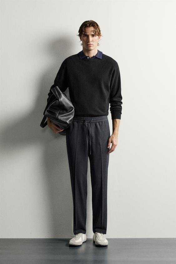 Zara COMFORT JOGGER WAIST PANTS - Dark gray marl - Image 0