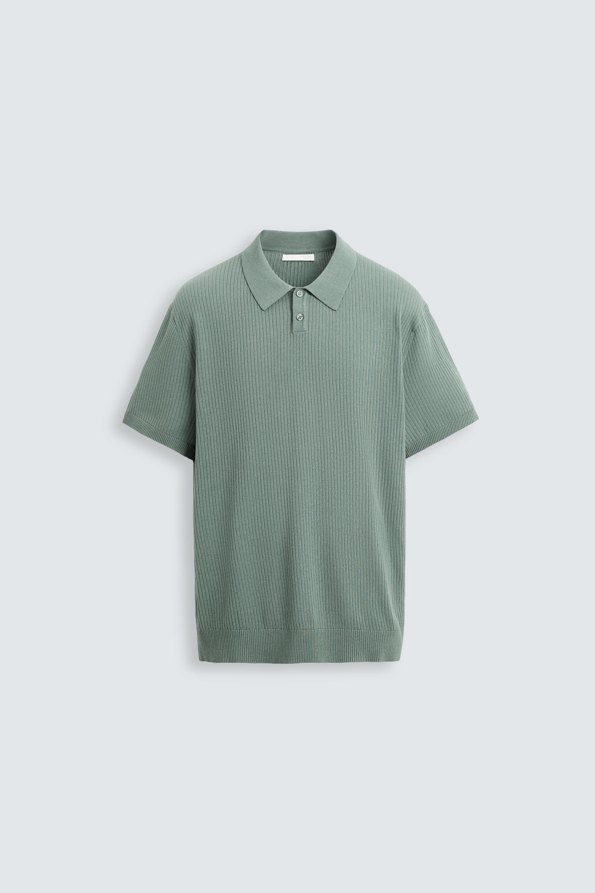 RIB KNIT POLO SHIRT - Blue green | ZARA United States