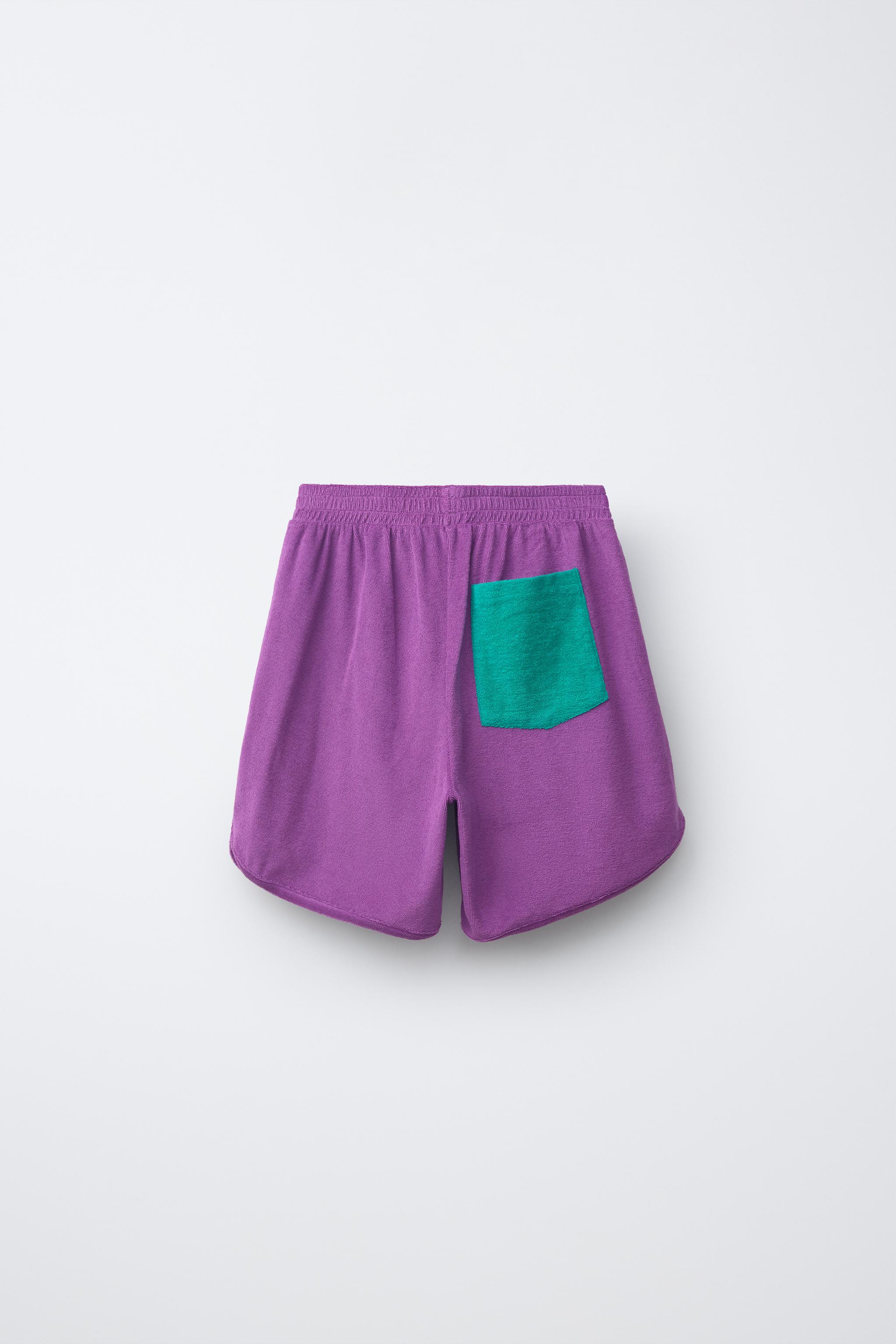 BERMUDA MET COLORBLOCK HANDDOEKEFFECT - Paars | ZARA Nederland