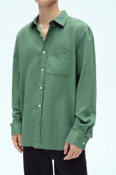COTTON - LINEN SHIRT - GREEN by Zara