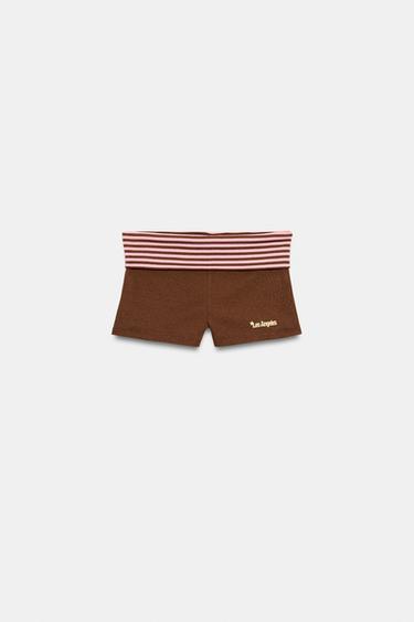 MINI SHORTS WITH STRIPED WAIST - Brown by Zara - Image 5