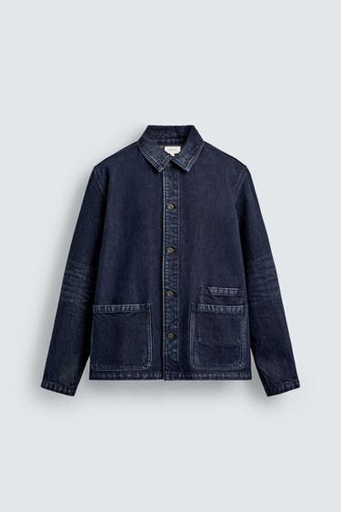 Zaras DENIMJACKA MED FICKOR - Blå