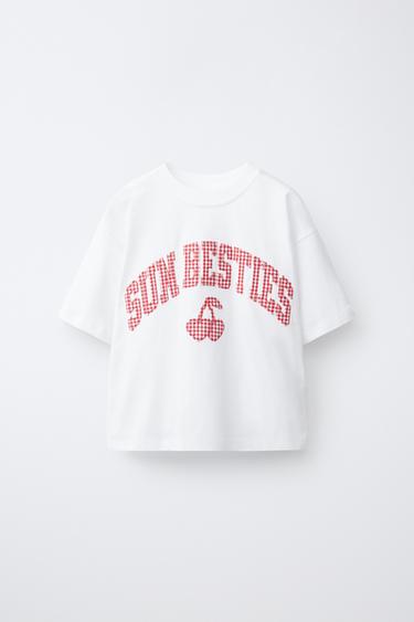 GINGHAM PATCH T-SHIRT - White by Zara