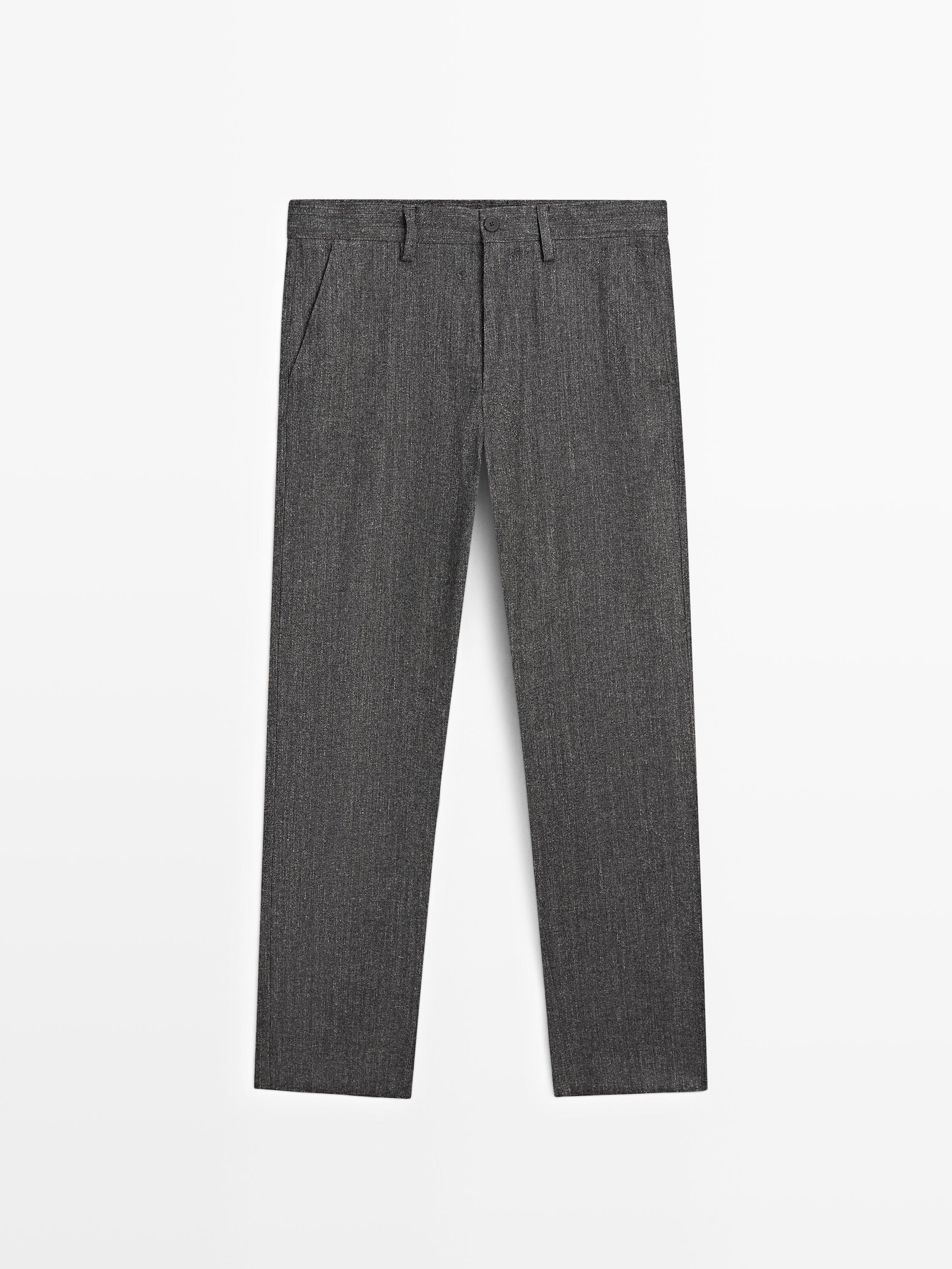 Straight-leg wool blend trousers