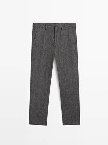 Zara Straight-leg wool blend trousers - Anthracite Gray