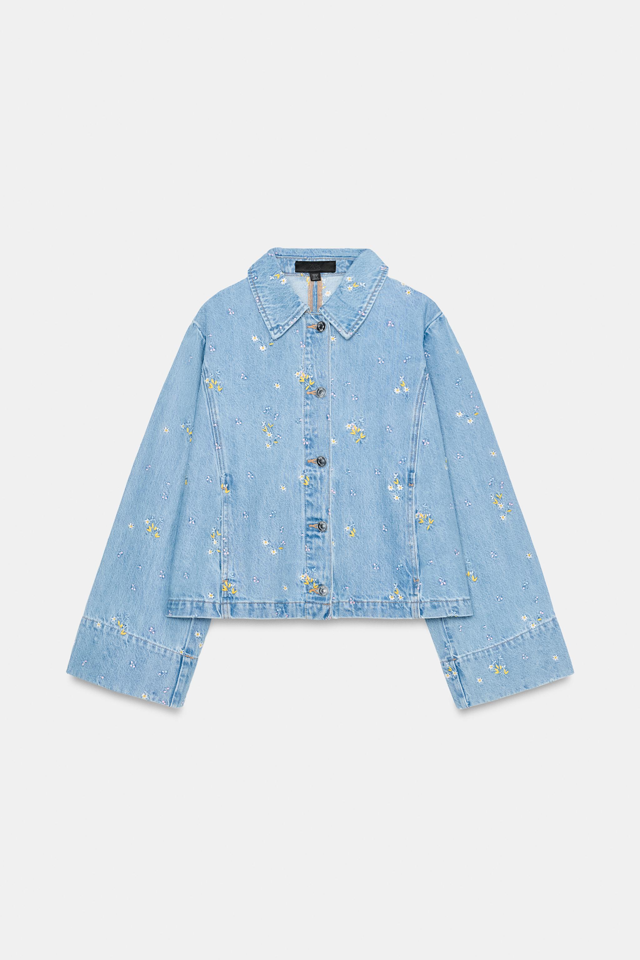BLOUSON Z1975 EN DENIM À FLEURS BRODÉES