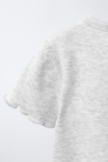 T-SHIRT CÔTELÉ - Gris de Zara - Image 3