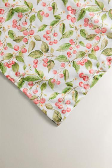 CHERRY PRINT RESIN-COATED TABLECLOTH - Green by Zara - Image 2
