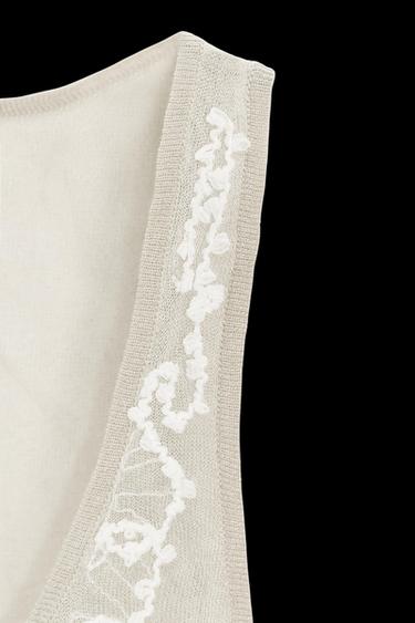 Zara SEMI-SHEER STRUCTURED KNIT TOP - Ecru