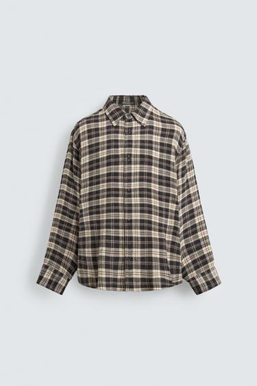 RELAXED FIT CHECK SHIRT - Black / White by Zara