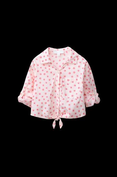 Zara KNOT PRINT SHIRT - Mid-pink - Image 0