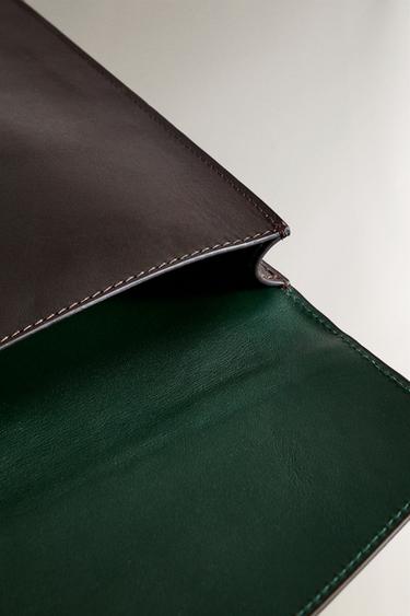 CHEMISE PORTE-DOCUMENTS EN CUIR - Marron / Vert de Zara - Image 3