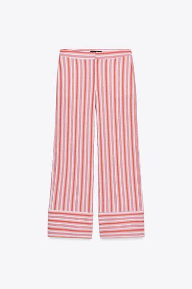 PANTALON RUSTIQUE LARGE RAYÉ - Multicolore de Zara - Image 5