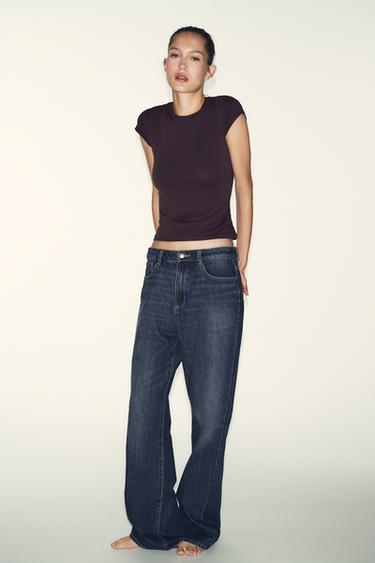 SHORT SLEEVE SLIM FIT T-SHIRT - Brown by Zara