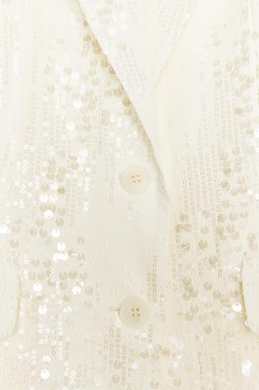 LONG SEQUIN BLAZER - Oyster-white by Zara - Image 5