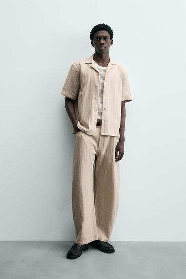 CAMISA ESTRUCTURA RAYAS - Beige de Zara - Imagen 0