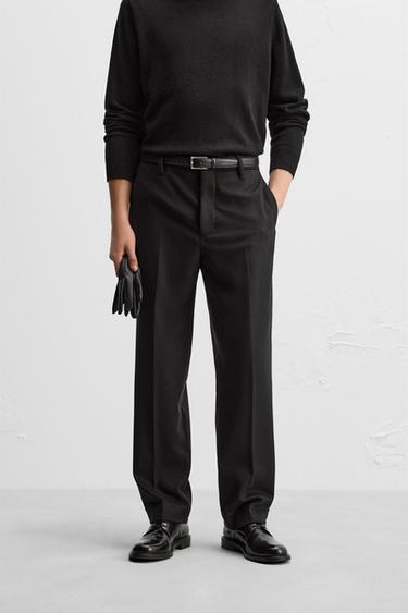 Zara FLANNEL SUIT PANTS - Black