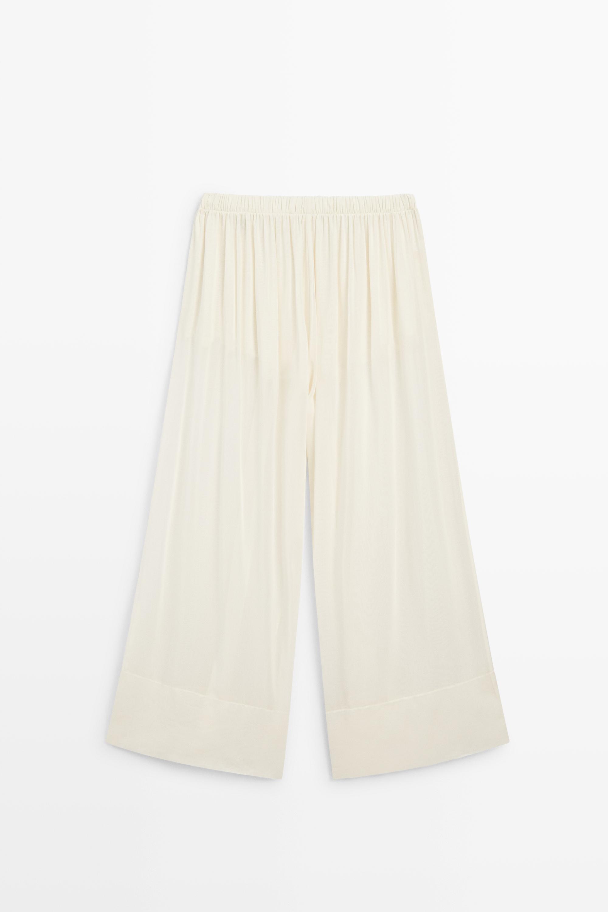 Semi-sheer flowing wide-leg pants