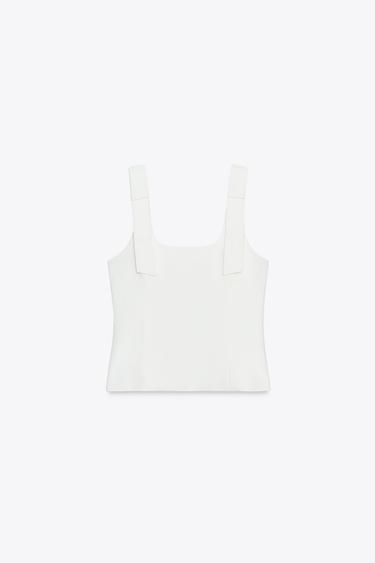STRETCH TOP WITH BOWS - White by Zara - Image 0