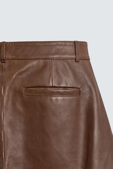 PANTALON BALLOON FIT EN CUIR - Marron de Zara - Image 8